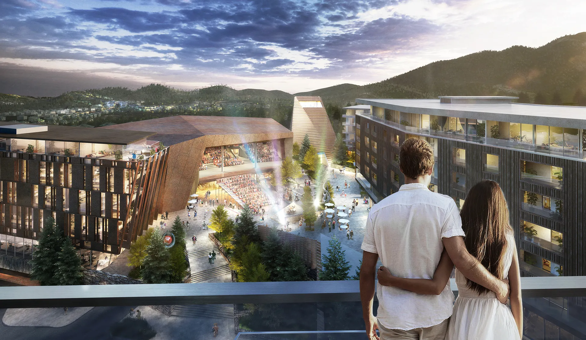 Architectural 3D Still Renderings of RGB-A for Urban Ski Resort Project
