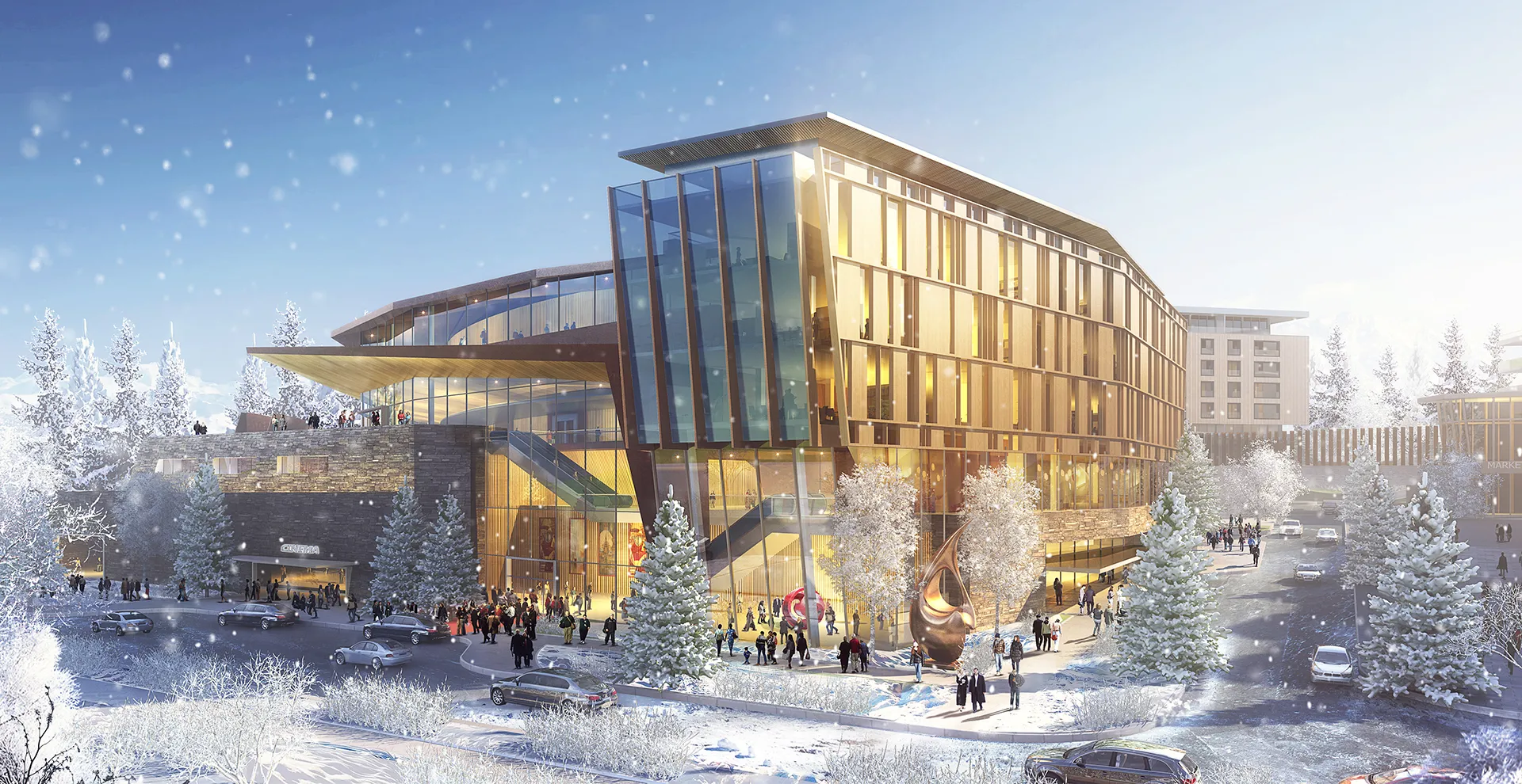 Architectural 3D Still Renderings of RGB-A for Urban Ski Resort Project