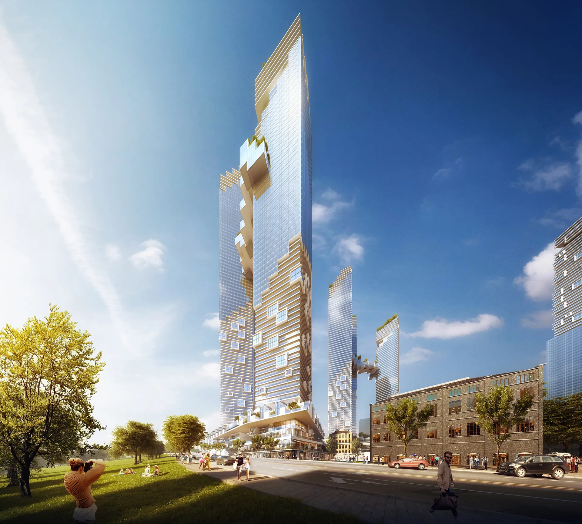 3D Exterior Rendering High-rise Apartment Rendering